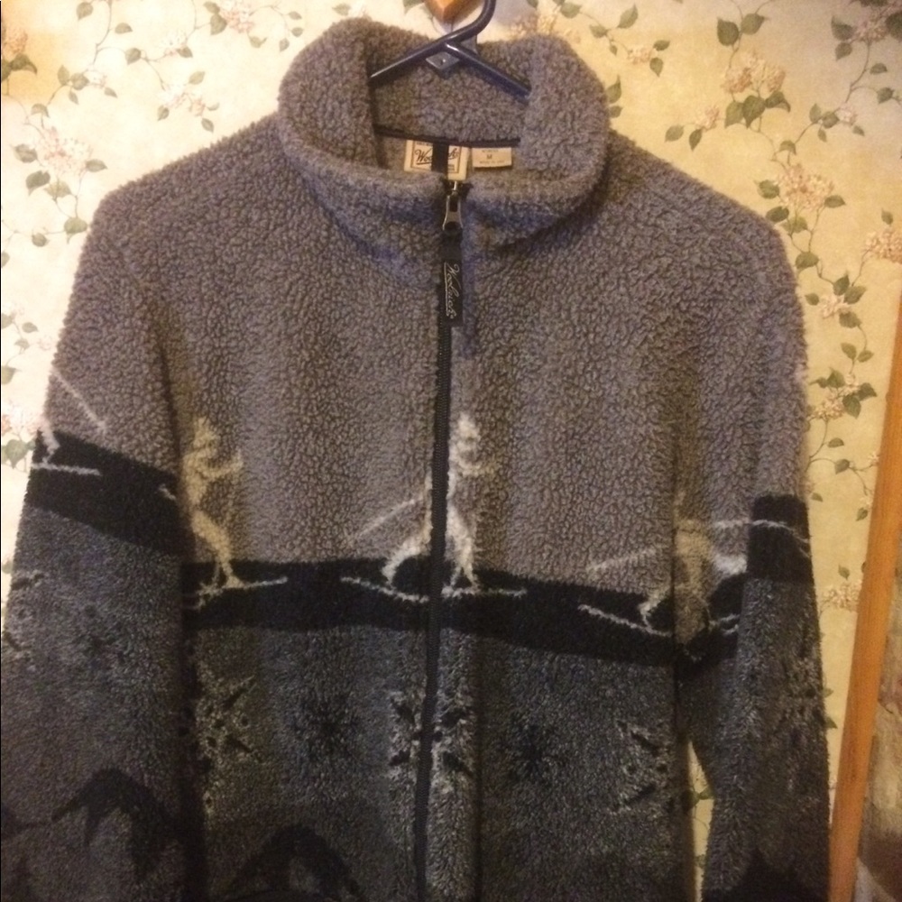 Vintage Woolrich Gray and Black fleece jacket